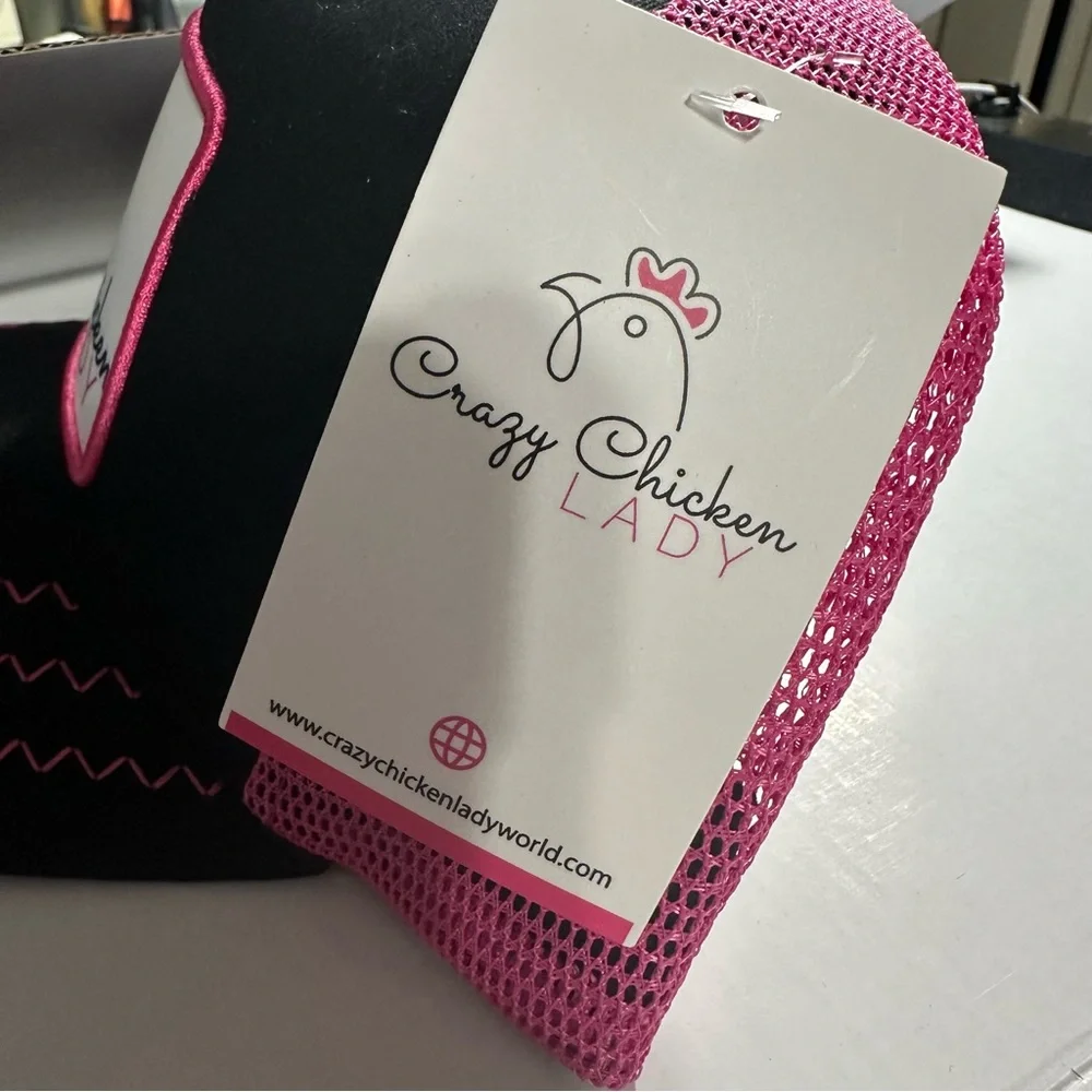 Crazy Chicken Lady Ponytail Pink Adjustable Fun Trucker Style Hat/NWT - Picture 8 of 13